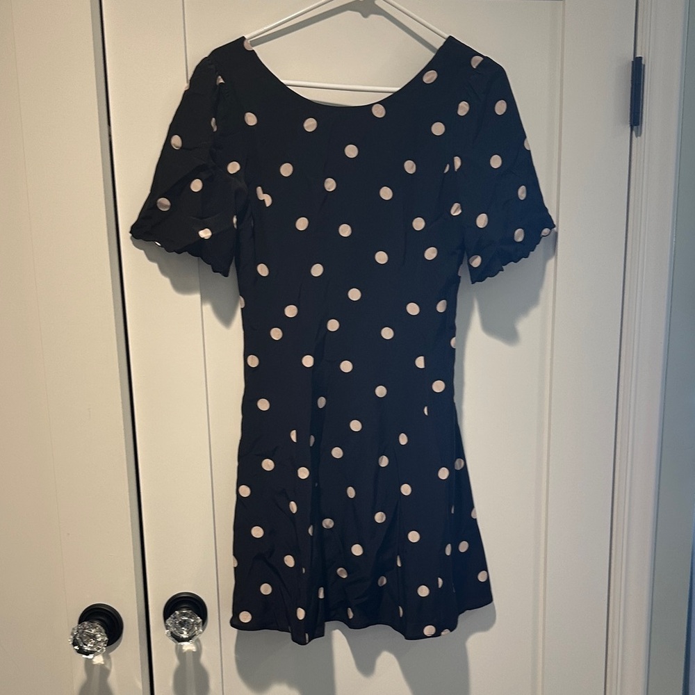 Sezane Black Dress with Neutral/Blush Dots